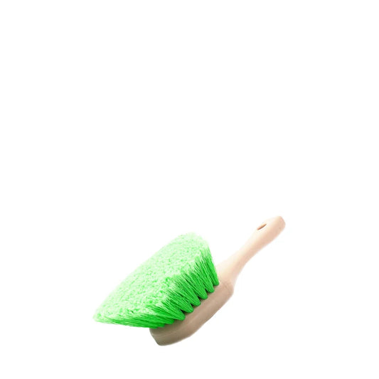 Short handle wheel brush with green bristles